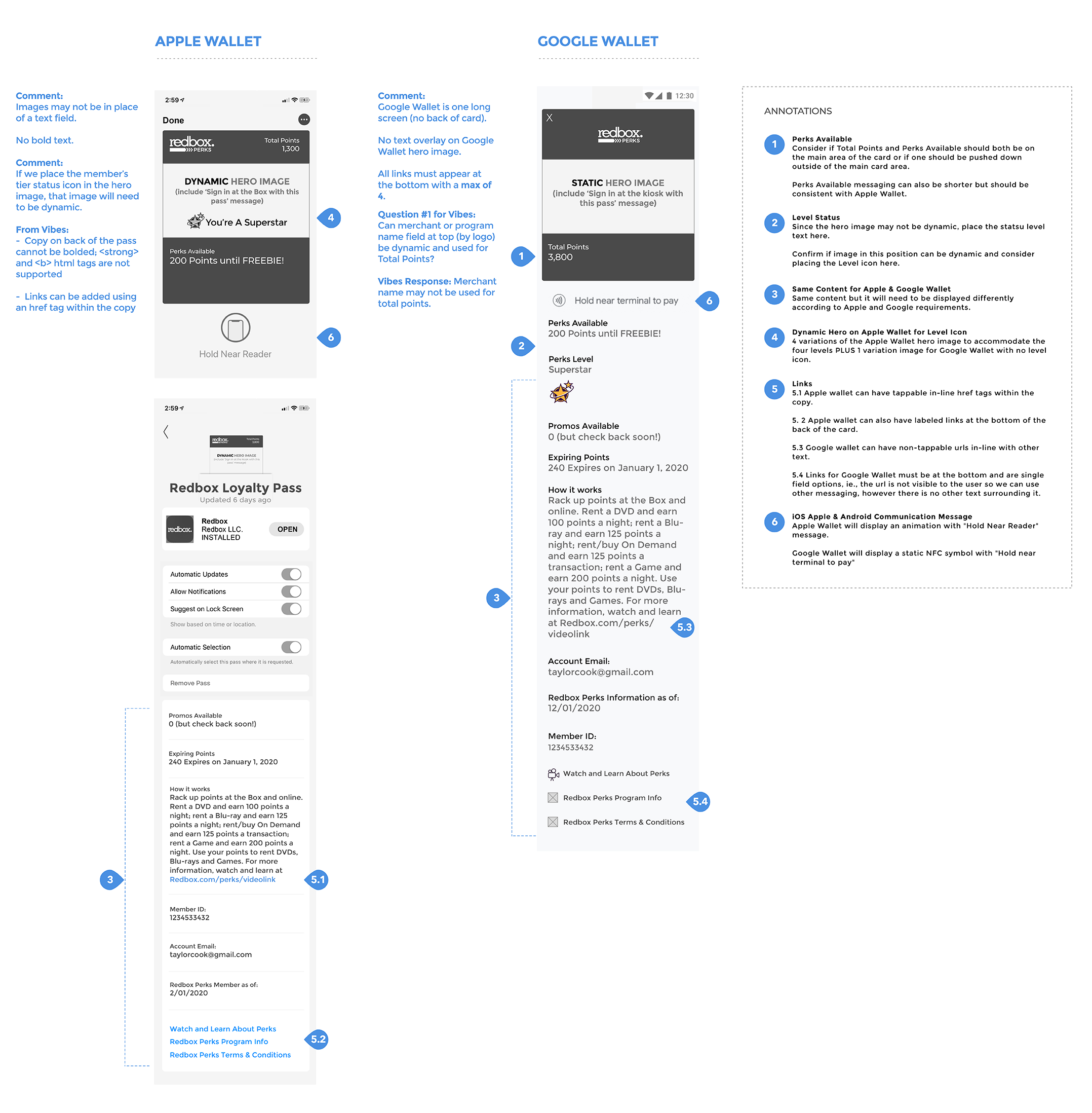Apple and Google Wallet Pass Wireframes