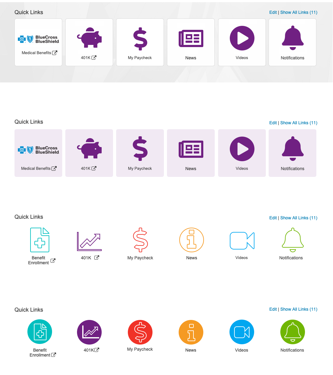 Quick Links Visual Designs