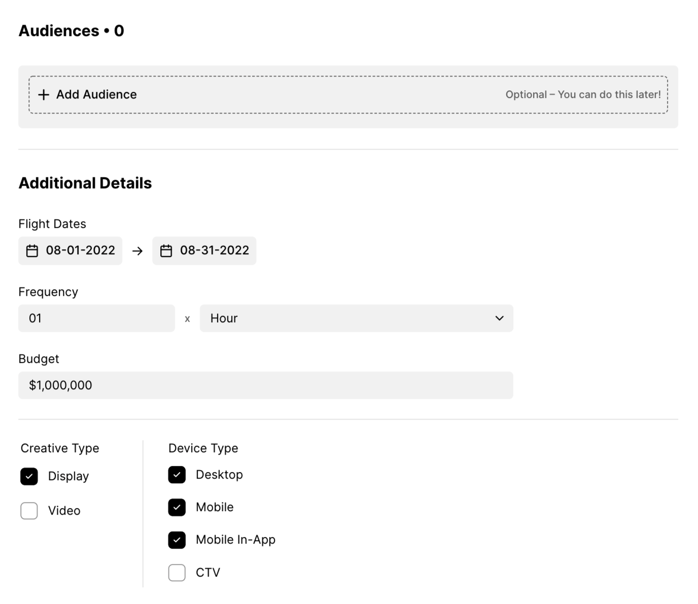 Planning Default Fields