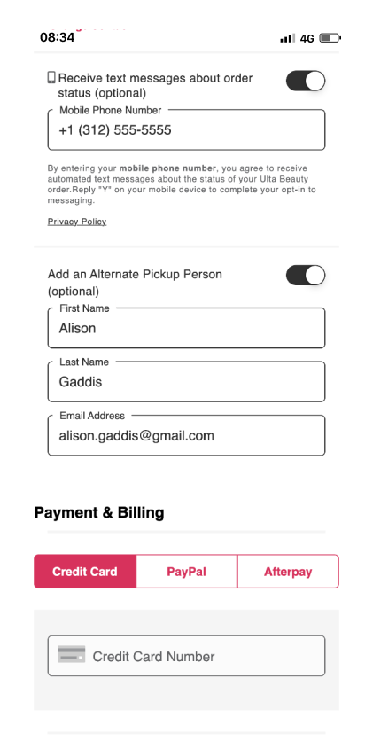 mobile checkout bottom