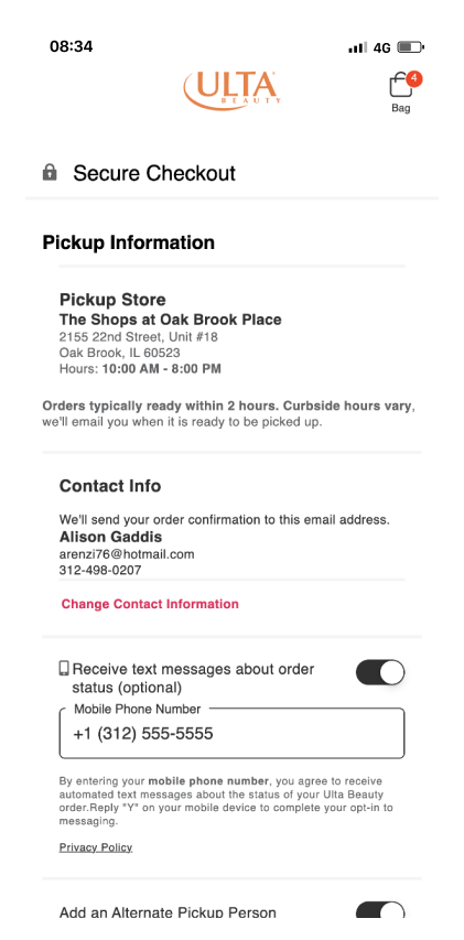 mobile checkout top