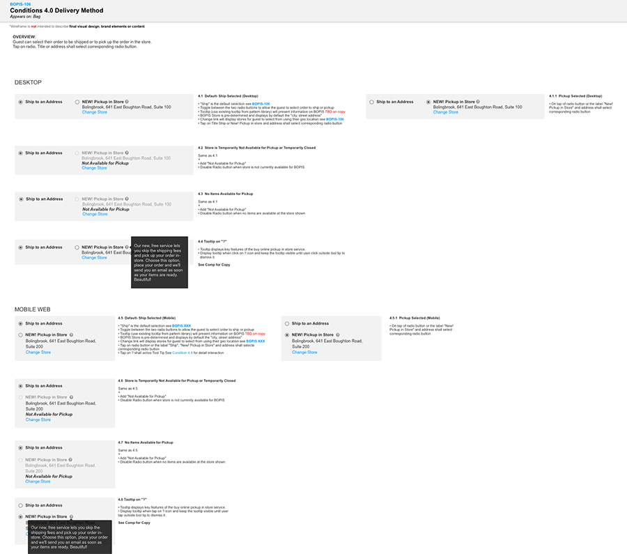 BOPIS Wireframes